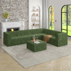 L shape Modular Sectional Sofa,DIY Compressed Sectional Sofa Modern Minimalist Style Corduroy Couch-GREEN
