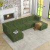 U shape Modular Sectional Sofa, Compressed Sectional Sofa Modern Minimalist Style Corduroy Couch, Sleeper Sofa-GREEN - as Pic