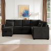 Modular Sectional Sleeper Sofa with Pull Out Bed, U Shaped Sectional Couch with Storage Ottomand, Black
