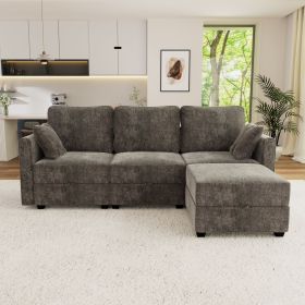 Modular Sectional Sofa Convertible L Shaped Sofa Couch Set with Storage for Living Room (Grey)