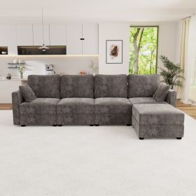 Modular Sectional Sofa Convertible L Shaped Sofa Couch Set with Storage for Living Room, (Grey) - as Pic
