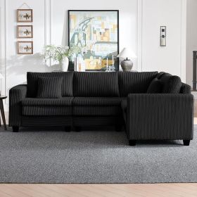 Modular Sectional Sofa, L-Shaped Corduroy Couch Set, 3-Seater Modular Sofa with Deep Seat and Cloud-Like Comfort