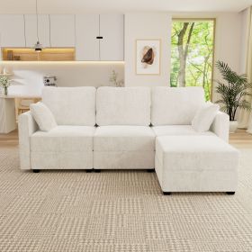 Modular Sectional Sofa Convertible L Shaped Sofa Couch Set with Storage for Living Room (Beige)