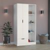 Toccoa Armoire with One-Drawer and Four-Tier Open Shelves - White