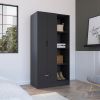 Toccoa Armoire with One-Drawer and Four-Tier Open Shelves - Black