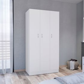 Westbury Wardrobe Armoire with Three-Doors and Two-Inner Drawers - White