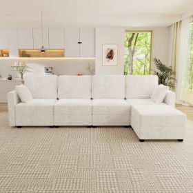 Modular Sectional Sofa Convertible L Shaped Sofa Couch Set with Storage for Living Room(Beige)