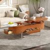 U-Can 47.2''Lift Top Coffee Table with 360-degree Marble-patterned rotating tray,Hidden Compartment