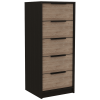 Egeo Five Drawer Dresser, Vertical Dresser - Light Oak / Black