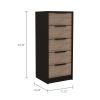 Egeo Five Drawer Dresser, Vertical Dresser - Light Oak / Black