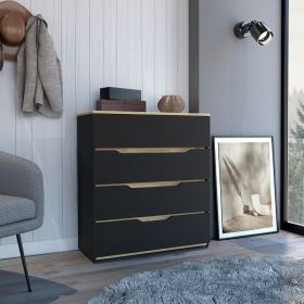 Aralia Drawer Dresser, Four Drawers, Superior Top - Black / Light Oak