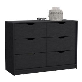 Houma Four Drawer Dresser with Two Lower Cabinets, Drawer Chest - Black