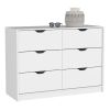 Houma Four Drawer Dresser with Two Lower Cabinets, Drawer Chest - White