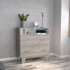 Stamford Two Drawer Dresser, Four Legs, Two Open Shelves, Superior Top - Light Gray / White