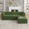 L shape Modular Sectional Sofa, Compressed Sectional Sofa Modern Minimalist Style Corduroy Couch-GREEN