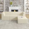 L shape Modular Sectional Sofa, Compressed Sectional Sofa Modern Minimalist Style Corduroy Couch-beige - as Pic