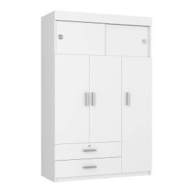 Indiana Armoire, Three Door Cabinet, Two Drawers, Metal Hardware, Rod - White