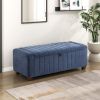 Contemporary Upholstered Bench with Internal Storage 1pc Durable Plywood Frame Blue Boucle - as Pic