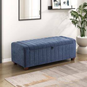 Contemporary Upholstered Bench with Internal Storage 1pc Durable Plywood Frame Blue Boucle - as Pic