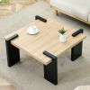 Natural wood -colored MDF coffee table, suitable for modern minimalist living rooms and leisure areas, with product dimensions 31.5*31.5*16.6inches