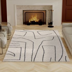 Abbey Valetta Natural, Brown, and Black Wool Handwoven Area Rug - as Pic