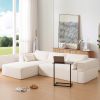 112"Modular Sectional Sofa with Free Side Table,Wide Seat,Fully Compressed,Wrinkle-resistant Boucle Fabric Couch with Chaise, 3 Color - as Pic