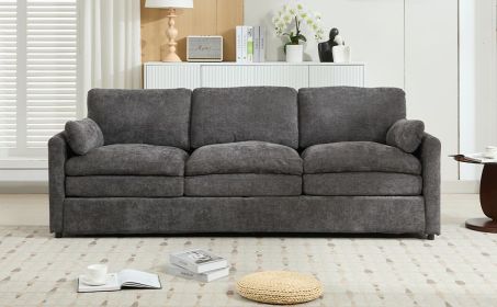 89" Cozy Upholstered 3-seater Sofa Oversized Comfy Cloud Sofa Double Cushion 3-seater Sofa Plush Cushion Sofa Couch for Living Room, Grey - as Pic