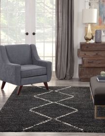 Granada Asher Black/ Ivory Argyle Area Rug - as Pic