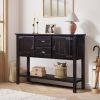 48'' Solid Wood Sideboard Console Table with 2 Drawers and Cabinets and Bottom Shelf, Retro Style Storage Dining Buffet Server Cabinet-Espresso