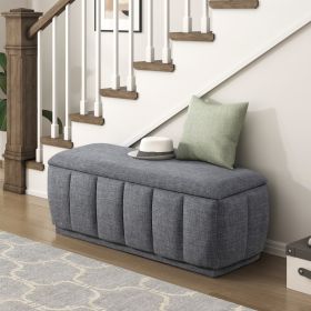 Modern Gray Storage Bench Cushion Seat 1pc Plywood Frame Fabric Upholstery Home Furniture - as Pic