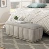 Modern Taupe Storage Bench Cushion Seat 1pc Plywood Frame Fabric Upholstery Home Furniture - as Pic