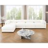 Modular Sectional Sofa with Storage, Cylindrical Backrest and Armrests Deep Comfortable Seating, White - as Pic
