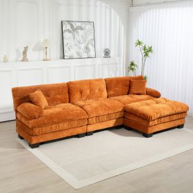 L Shaped Modular Sectional Sofa with Deep Seating Reversible 3-seat Sleeper Couch Comfortable Upholstered Furniture-Orange