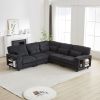 102.75*102.75" L-Shaped Modular Sectional Sofa, Modern Corduroy Sectional Sofa, Arm with Storage With Cup Holder