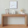 64in Rustic Wood Console Table – Elegant Entryway Table with Decorative Beaded Trim - as Pic