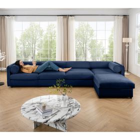 Modular Sectional Sofa with Storage, Cylindrical Backrest and Armrests Deep Comfortable Seating,Durable and Supportive, Blue - as Pic