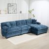 L Shaped Modular Sectional Sofa with Deep Seating Reversible 3-seat Sleeper Couch-Blue - as Pic