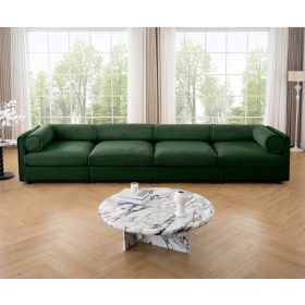 Modular Sectional Sofa with Storage, Cylindrical Backrest and Armrests Deep Comfortable Seating, Green - as Pic