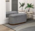 Lift Top Storage Bench Foam Cushioned Seat Gray Corduroy Fabric Upholstery 1pc - as Pic