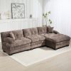 L Shaped Modular Sectional Sofa with Deep Seating Reversible 3-seat Sleeper Couch-Gray - as Pic