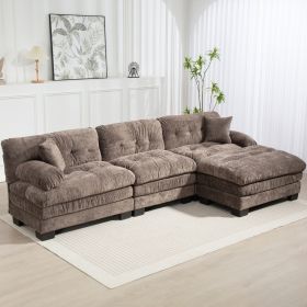 L Shaped Modular Sectional Sofa with Deep Seating Reversible 3-seat Sleeper Couch-Gray - as Pic