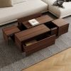 Rectangular Sliding Top Coffee Table with 2 Drawers and 2 Hidden Storage for Living Room 47.2" (Walnut) - as Pic