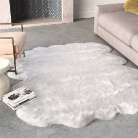 Gloss White Faux Fur Area Rug - as Pic