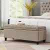 Upholstered tufted button storage bench ,Linen fabric entry bench with spindle wooden legs, Bed bench- Linen - as Pic