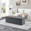 Folding Storage Ottoman Bench, Ottoman Foot Rest, End of Bed Bench, Storage Chest, with Flipping Lid - Gray - Polyester