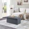 Folding Storage Ottoman Bench, Ottoman Foot Rest, End of Bed Bench, Storage Chest- Gray - Polyester