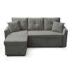 Convertible Pull Out Sleeper Sofa Bed with Reversible Storage Chaise, L Shaped Sectional Couch Bed with 2 Pillows, Grey - as Pic