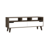 Kobe Tv Stand for TV麓s, Three Open Shelves, Two Flexible Drawers - Dark Walnut