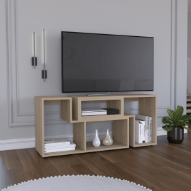 Rose Extendable TV Stand, Multiple Shelves, Black Wengue - Light Pine