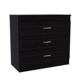 Zurich Three Drawers Dresser, Metal Hardware, Superior Top - Black